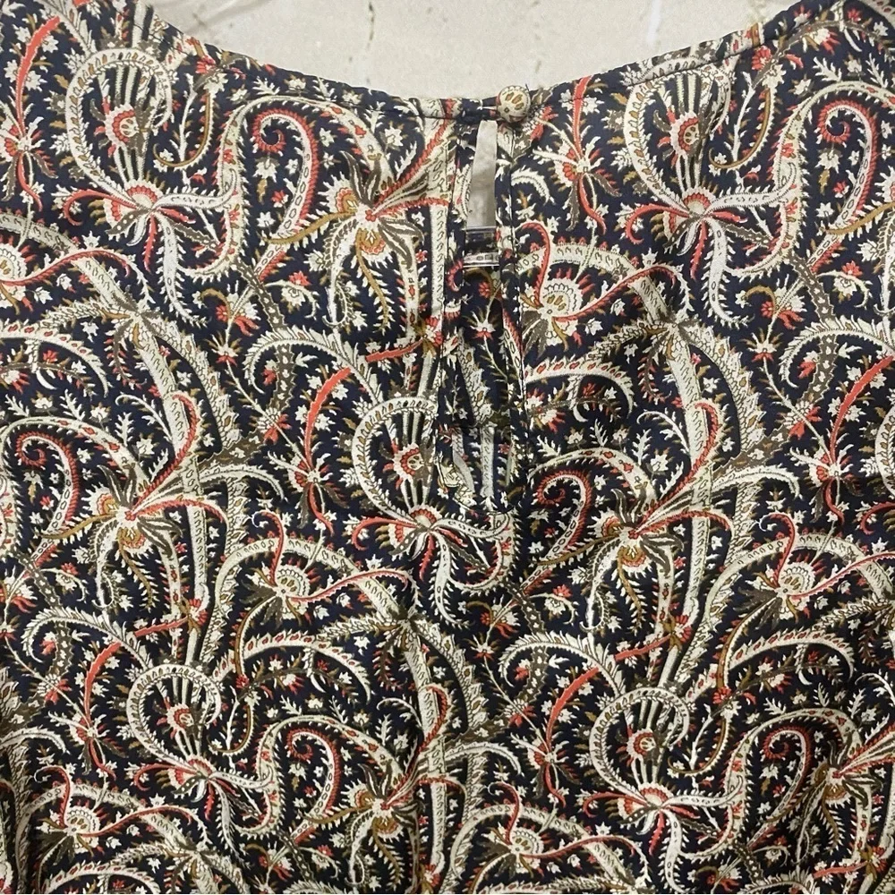J Crew Multicolor Talitha Popover Silk Blouse in Feather Paisley